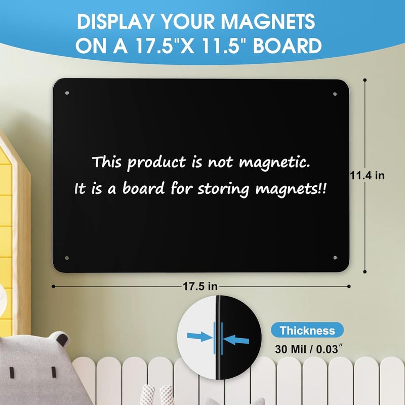 MaxGear Magnetic Board 17.5" x 11.4" Black Metal Magnet Bulletin Board for Wall, Refrigerator, Magnetic Board Display Notes, Photos, and More - Includes Dual Lock Tape and Screws - Image 3